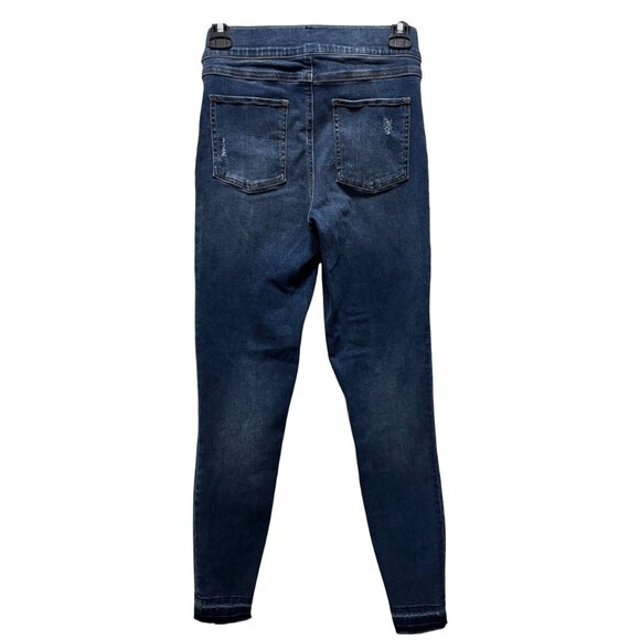 Spanx Distressed Denim Ankle Leggings Raw Hem Medium Wash Size S - Picture 5 of 11